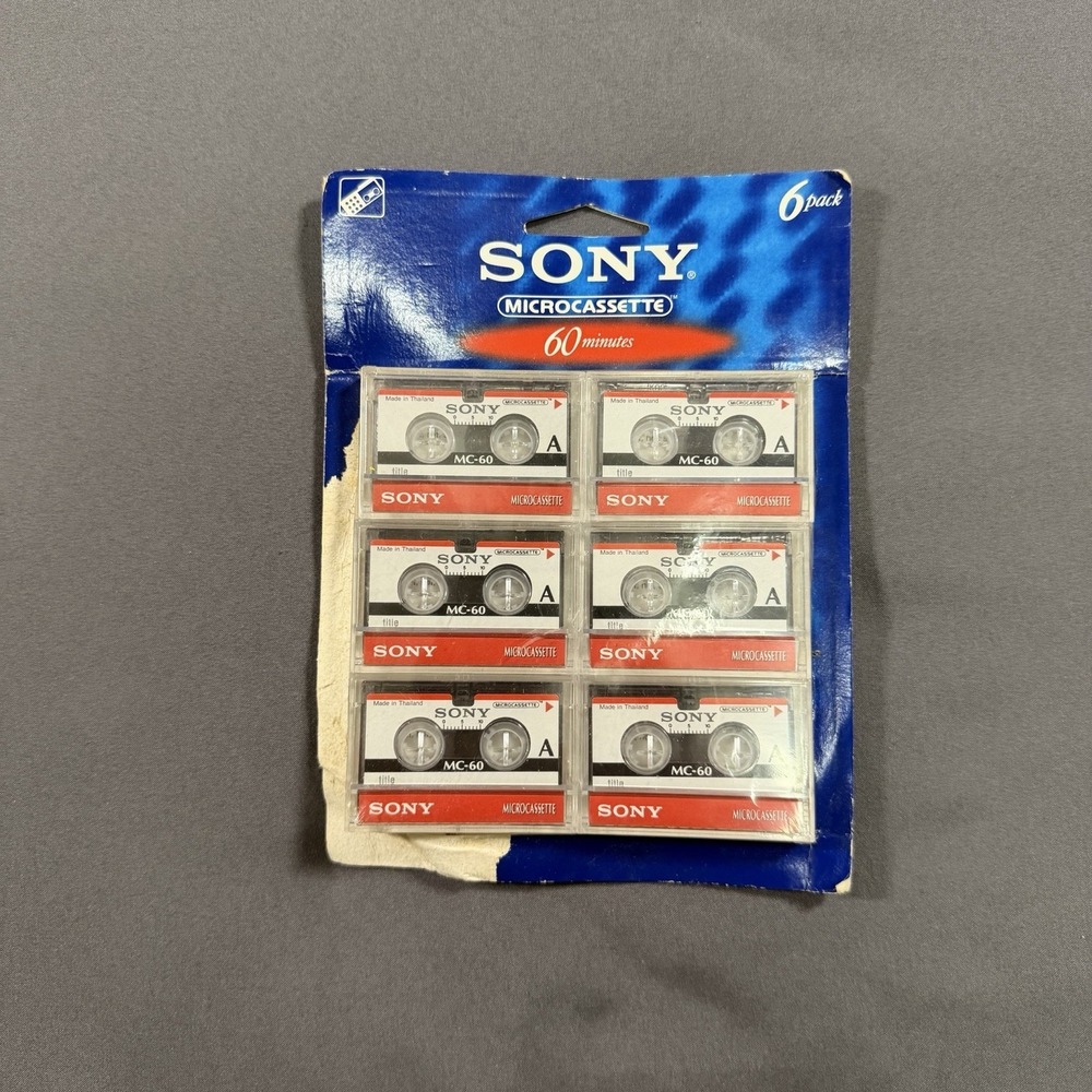 Sony Microcassette‎ 6 Pack 6MC60B2 60 Minutes Brand New Old Stock Vintage 1997